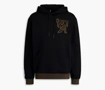 Embroidered French cotton-terry hoodie - Black