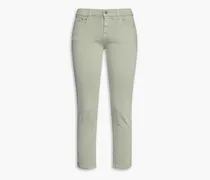 Cropped mid-rise slim-leg jeans - Green