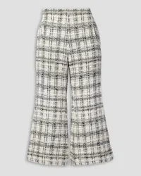 Lisa Marie Fernandez Cropped checked cotton-blend bouclé flared trousers - White White