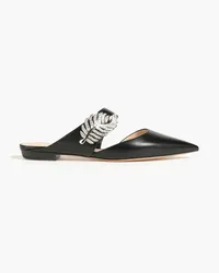 Nicholas Kirkwood Crystal-embellished leather slippers - Black Black