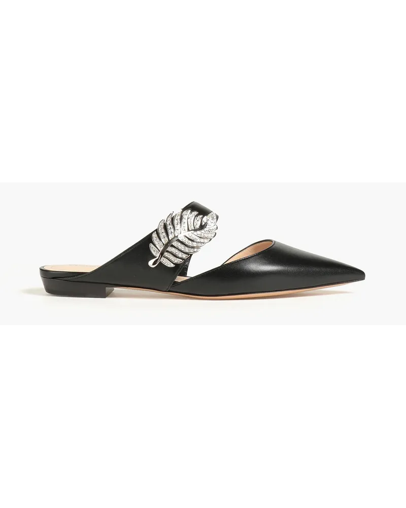 Nicholas Kirkwood Crystal-embellished leather slippers - Black Black