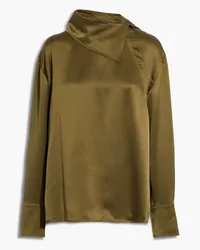 Roksanda Ilincic Sierra fold-over silk-satin blouse - Green Green