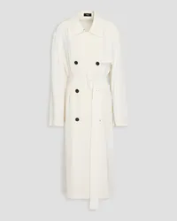 Theory Belted double-breasted crepe de chine trench coat - White White