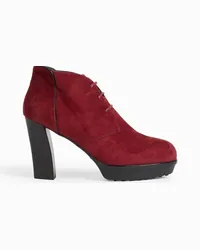 TOD'S Lace-up suede platform ankle boots - Red Red