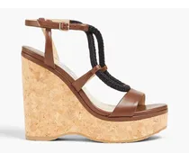 Wynwood 130 leather and cord wedge sandals - Brown