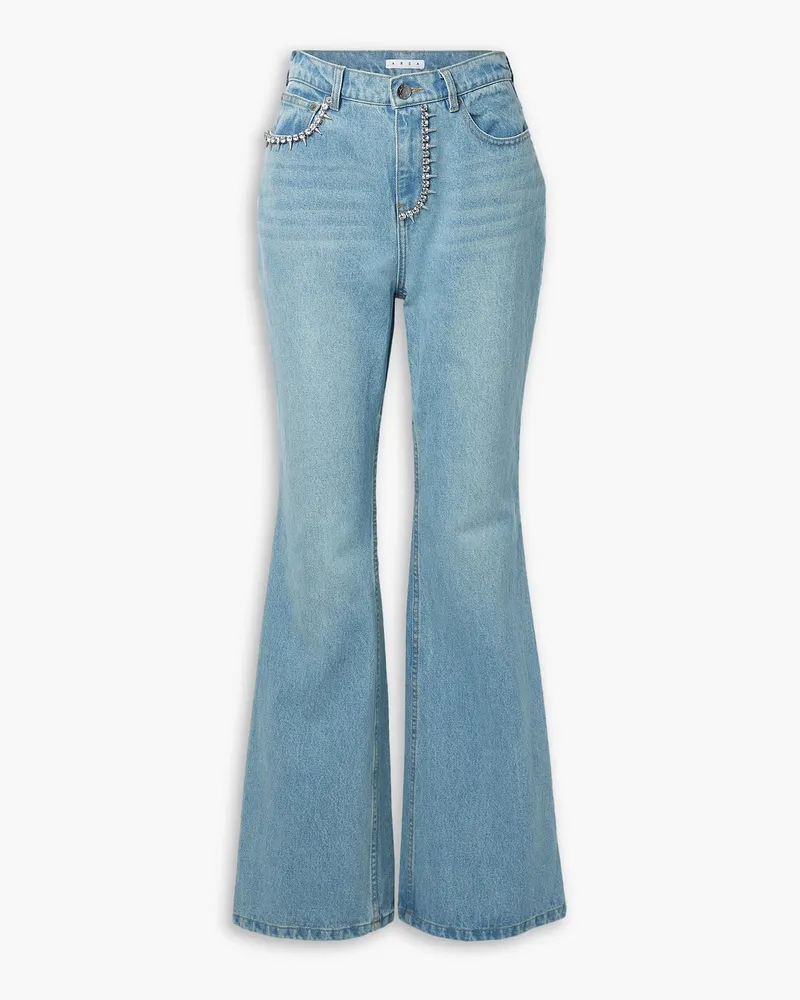 Area Crystal-embellished cutout high-rise bootcut jeans - Blue Blue