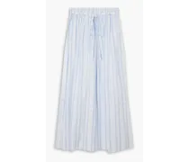 Pleated striped cotton midi skirt - Blue