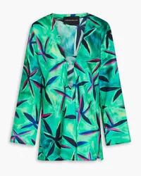 Louisa Ballou Printed cotton and silk-blend twill kaftan - Green Green