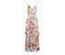 Alice Olivia - Hayden ruffled floral-print fil coupé chiffon maxi dress - Pink