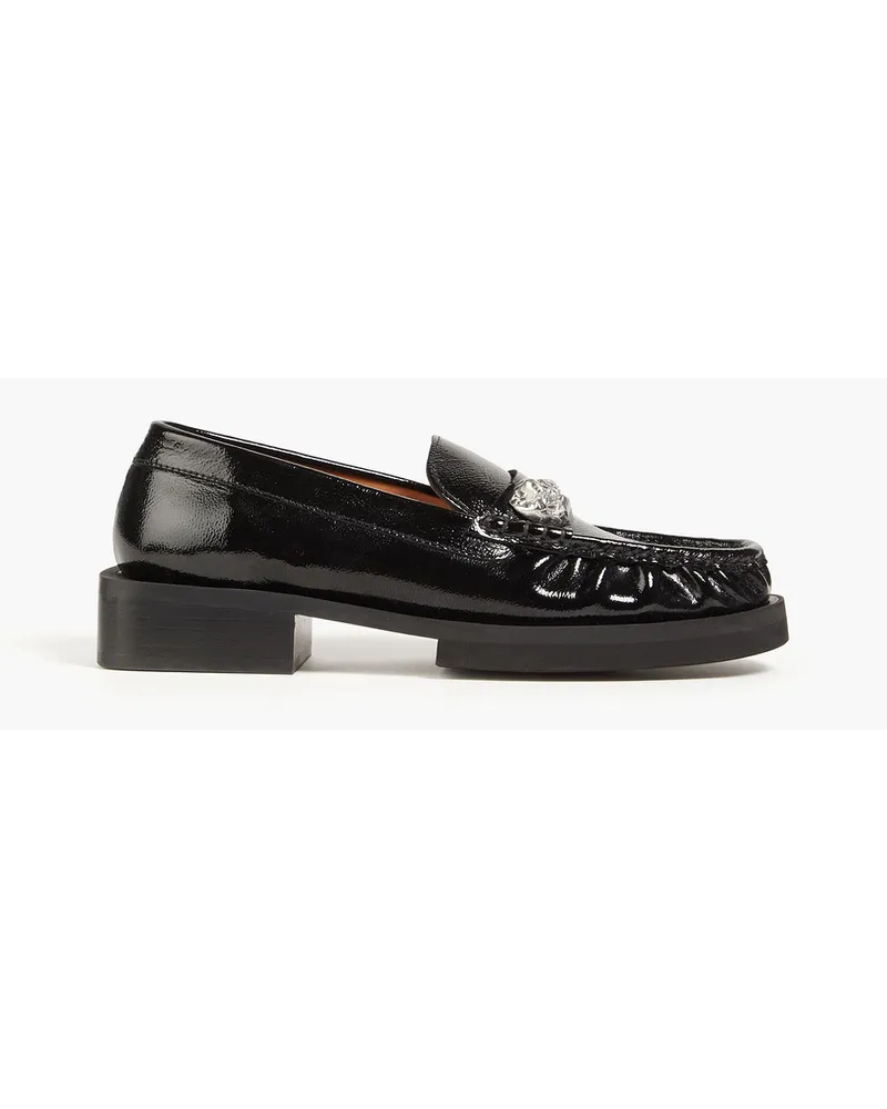 Ganni Embellished patent-leather loafers - Black Black