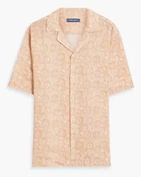 Frescobol Carioca Roberto printed linen shirt - Orange Orange