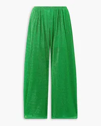 Oséree Lumière metallic stretch-knit wide-leg pants - Green Green