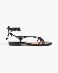 Ganni Embellished knotted vegan leather sandals - Black Black