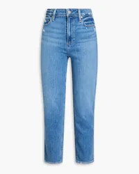 Paige Cindy cropped distressed high-rise straight-leg jeans - Blue Blue