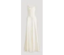 Draped silk-satin bridal gown - White