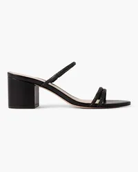 Porte & Paire Crystal-embellished woven and leather mules - Black Black