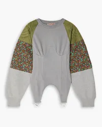 Andersson Bell Rosee embellished patchwork cotton-jersey, corduroy and shell sweater - Gray Gray