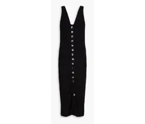 Ribbed-knit cotton-blend midi dress - Black