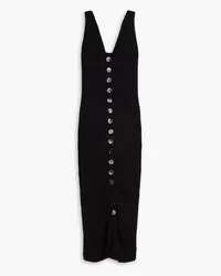 Enza Costa Ribbed-knit cotton-blend midi dress - Black Black