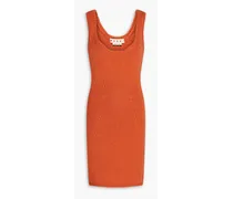 Pointelle-knit wool mini dress - Orange