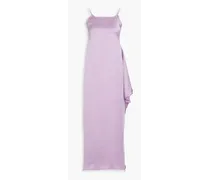 Zip-detailed crepe-satin midi dress - Purple