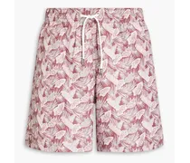 Short-length printed swim shorts - Red