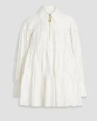 Aje. Francois tiered cotton-poplin mini shirt dress - White White