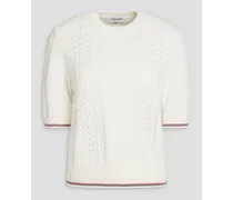 Pointelle-knit cotton sweater - White