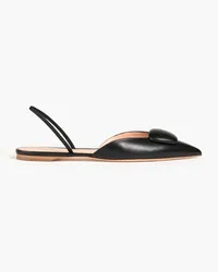 Rupert Sanderson Appliquéd leather point-toe flats - Black Black