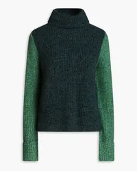 Autumn Cashmere Color-block ribbed cashmere turtleneck sweater - Green Green