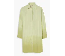 Oversized asymmetric striped dégradé cotton-poplin shirt - Green