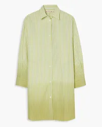 Marni Oversized asymmetric striped dégradé cotton-poplin shirt - Green Green