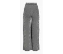 Striped merino wool-blend wide-leg pants - Gray
