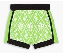 Monica intarsia cotton-blend terry shorts - Green