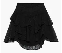 Tale tiered cotton-blend lace mini skirt - Black
