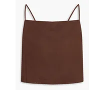 Cropped linen-blend top - Brown