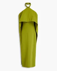 Safiyaa Livinia layered ponte halterneck midi dress - Green Green