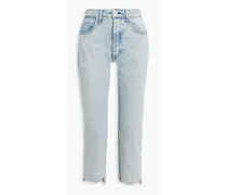 Nina cropped faded high-rise slim-leg jeans - Blue