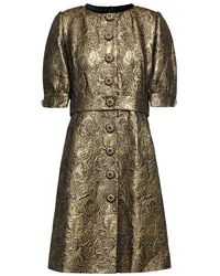 Dolce & Gabbana Button-embellished metallic brocade mini dress - Metallic Metallic