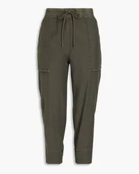 James Perse Cropped Lyocell and linen-blend twill tapered pants - Green Green