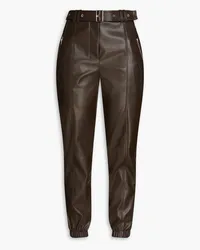 3.1 phillip lim Belted faux leather tapered pants - Brown Brown