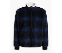 Checked faux shearling jacket - Blue
