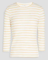 Vince Striped ribbed cotton-jersey top - White White