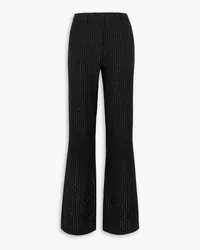 Alessandra Rich Pinstriped metallic wool-blend twill flared pants - Black Black