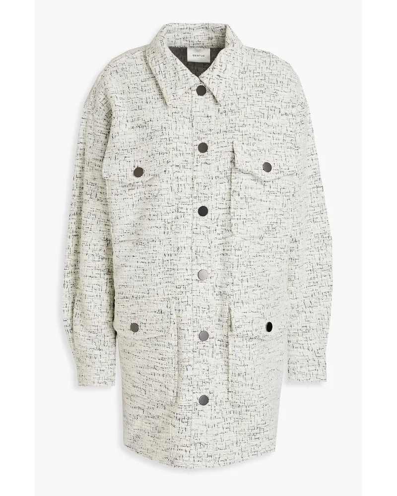 SaliaGZ cotton-blend bouclé-tweed shirt jacket - White
