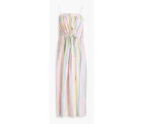 Striped cotton-poplin midi dress - Pink