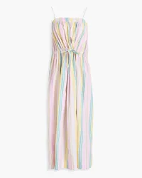 Ganni Striped cotton-poplin midi dress - Pink Pink