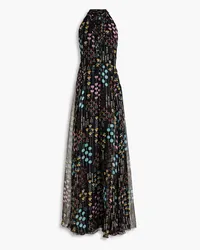 Valentino Garavani Pleated printed silk-voile gown - Black Black