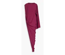 One-sleeve asymmetric crepe de chine cupro maxi dress - Purple