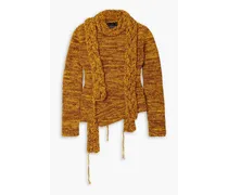 Asymmetric draped merino wool-blend sweater - Yellow